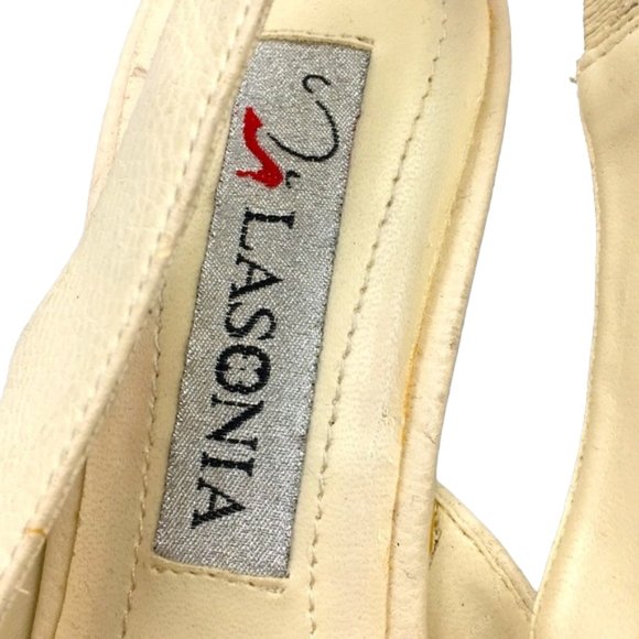 Lasonia 👡 Cream Open Toe Heels Size 5.5 - Picture 7 of 9